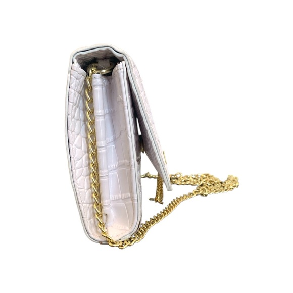 Yves Saint Laurent Gold and White Crocodile Clutch with Chain - Picture 5 of 6
